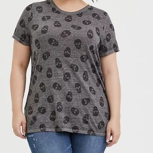 Classic fit skull burn out tee